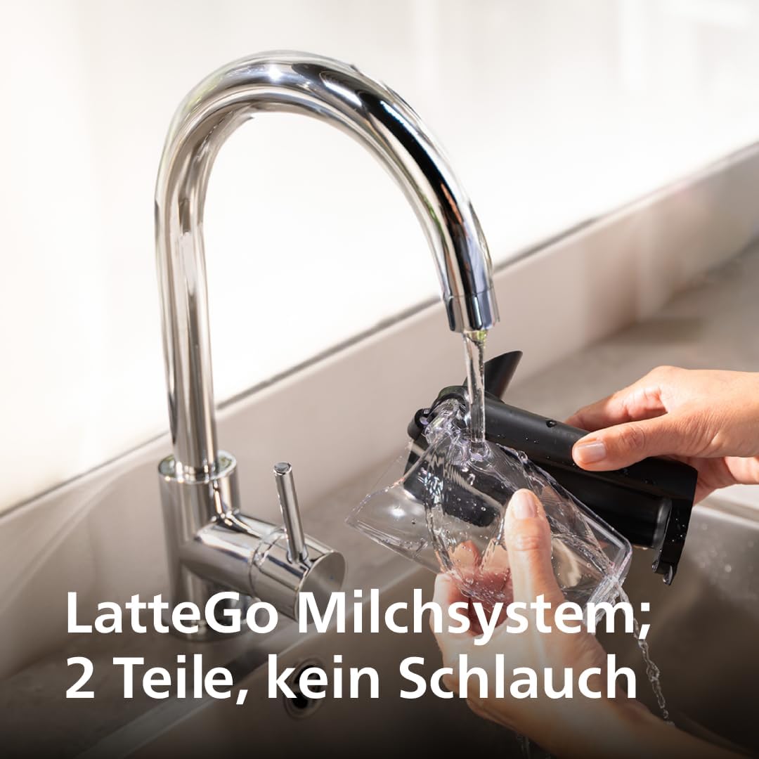 Serie 5500 EP5546/70 Kaffeevollautomat – LatteGo Milchsystem,20 heiße und kalte Kaffeespezialitäten,40% leiser mit SilentBrew,QuickStart,Schwarz