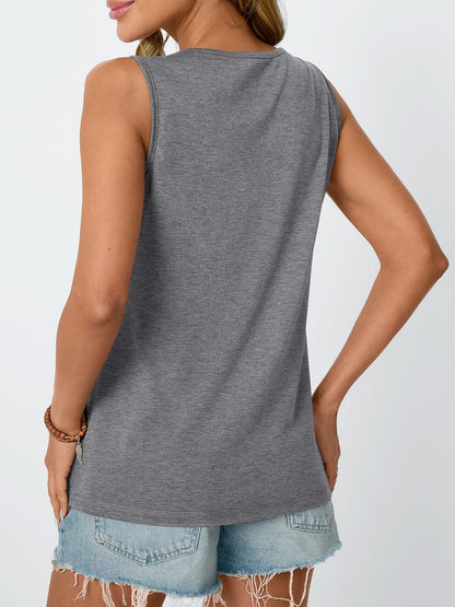 Womens Tank Tops 2025 Summer Dressy Casual Blouses Sleeveless Flowy Crewneck Outfits Basic Trendy Clothes